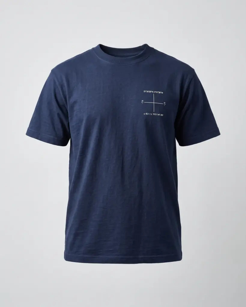 SMR Brand Datum Tee navy front view