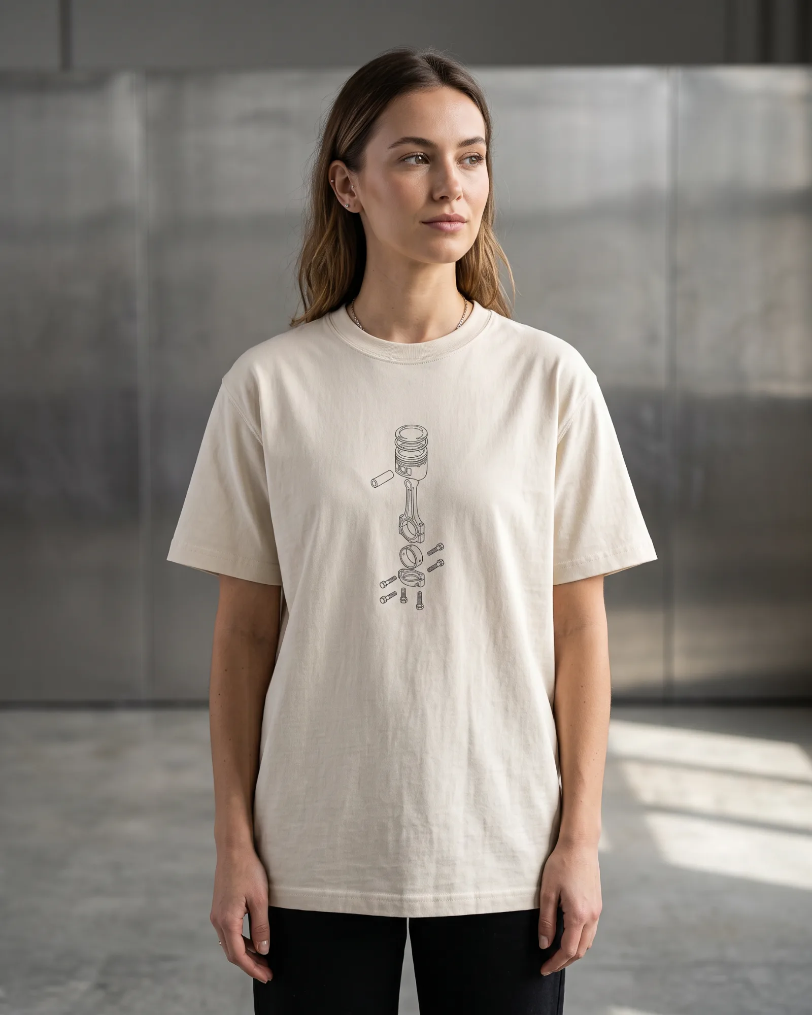 SMR Brand Exploded Minimal Tee bone worn by a model