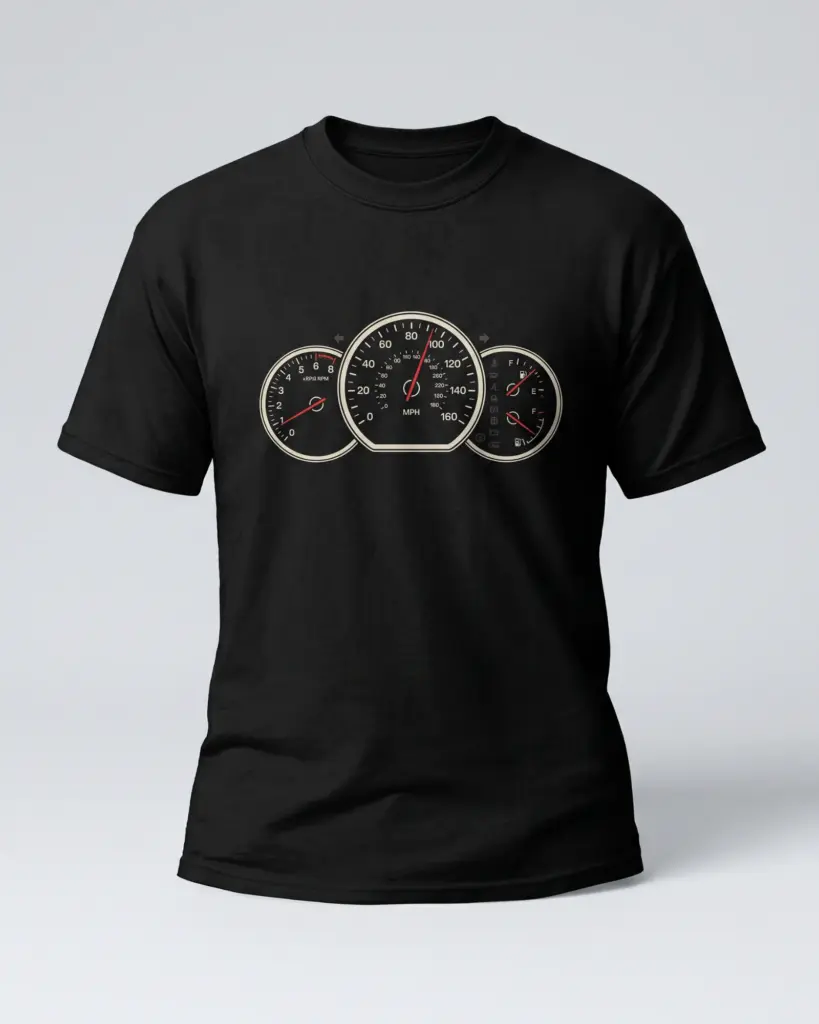 SMR Brand Gauge Cluster Tee black front view
