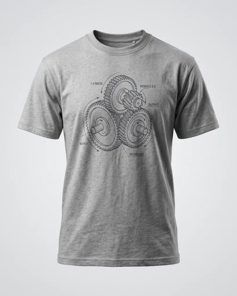 SMR Brand Gearset Tee grey front view