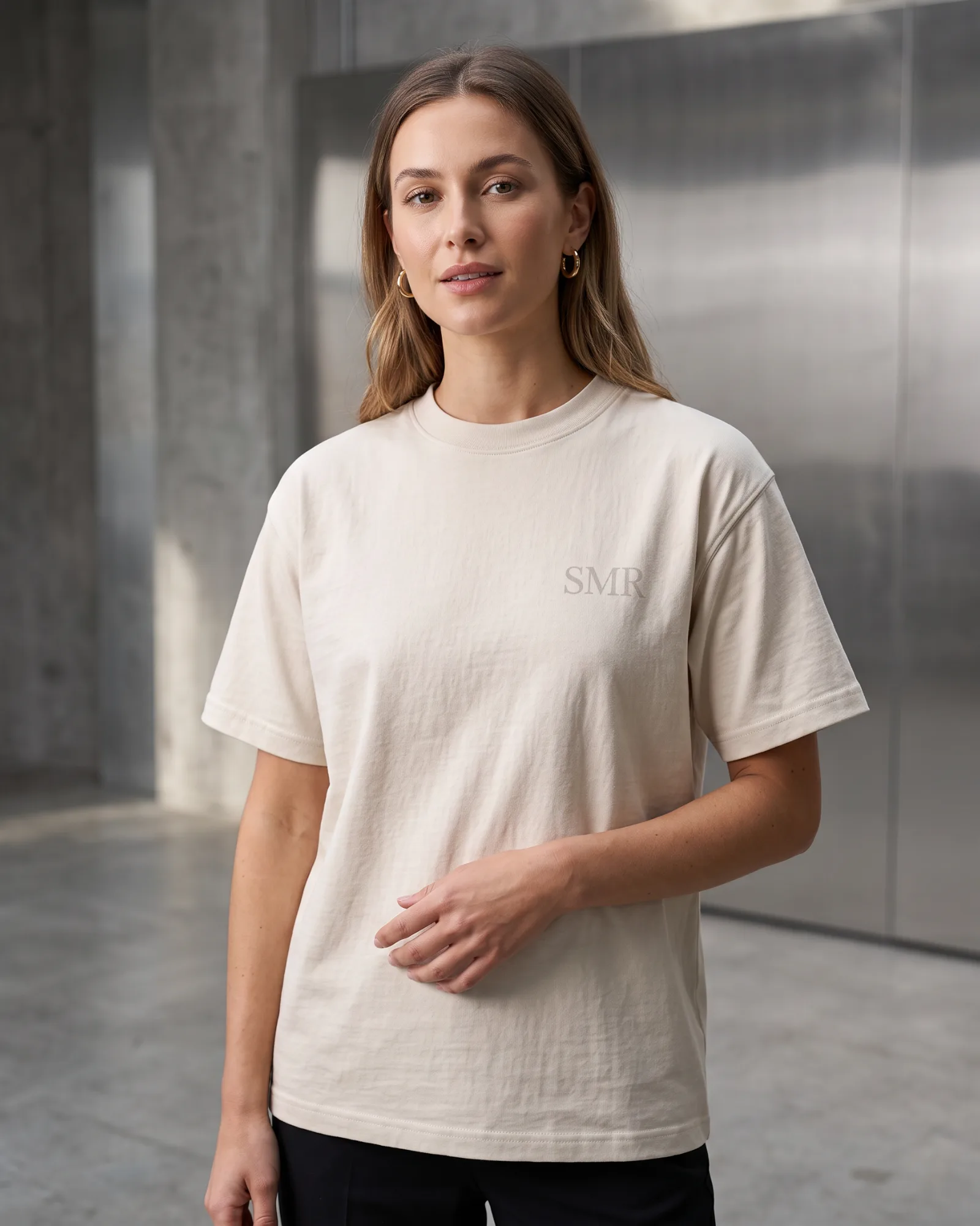 SMR Brand Index Tee bone worn by a model