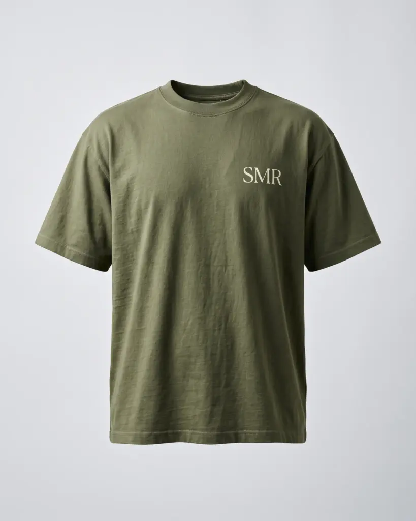 SMR Brand Numeral Tee olive front view