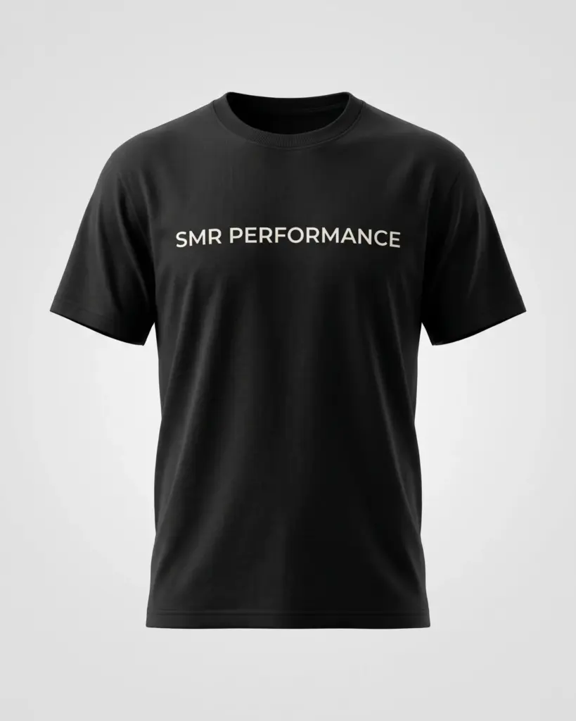 SMR Brand Performance Tee black front view