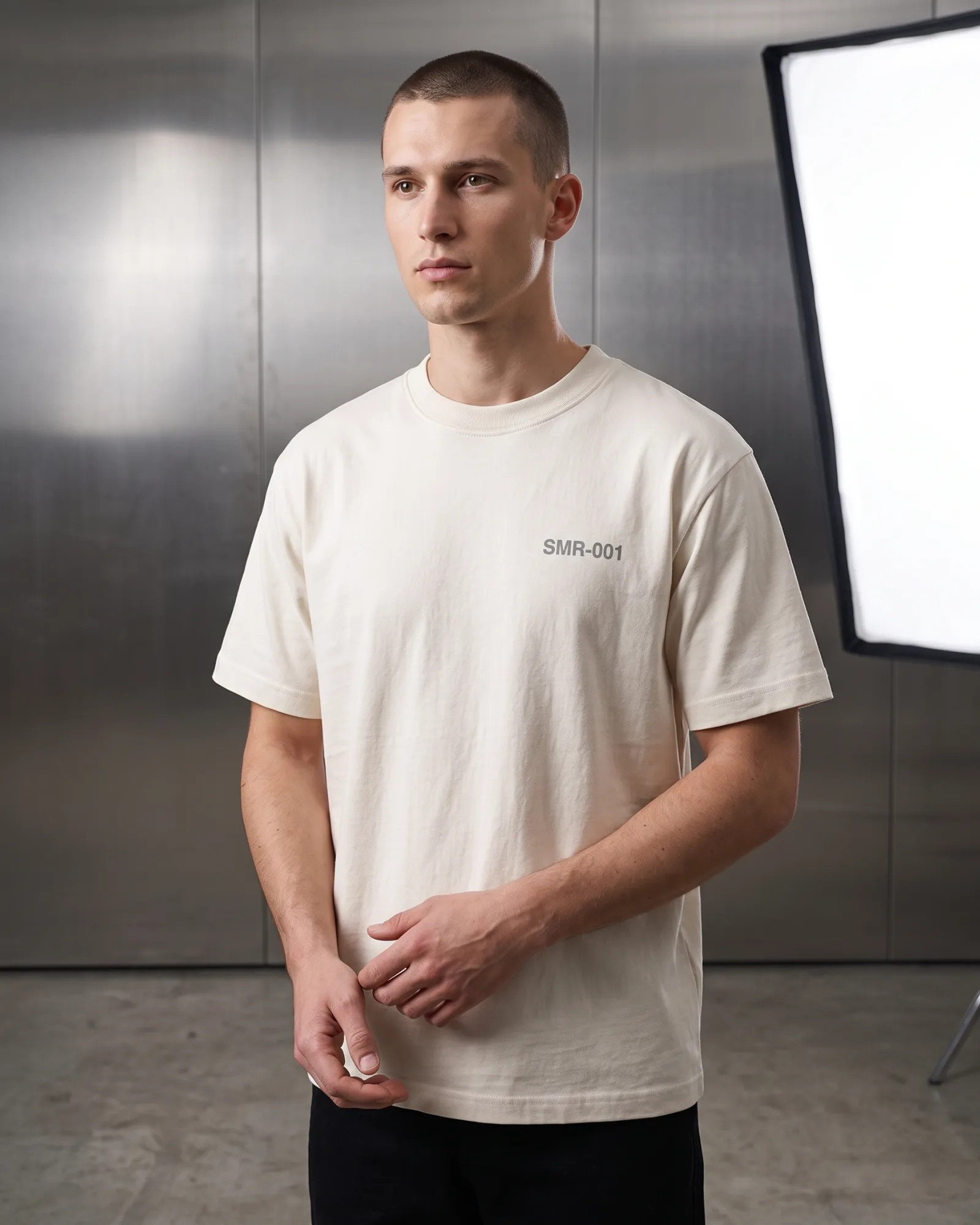 SMR Brand Serial Tee bone worn by a model