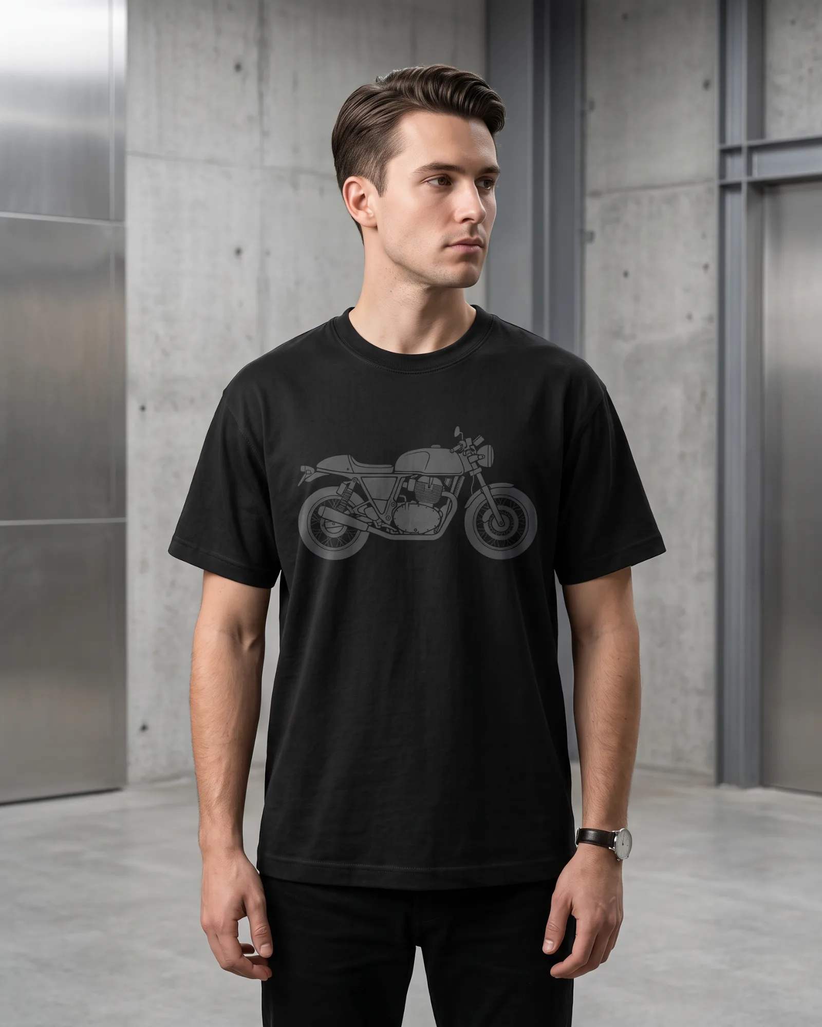 SMR Brand Silhouette Tee black worn by a model