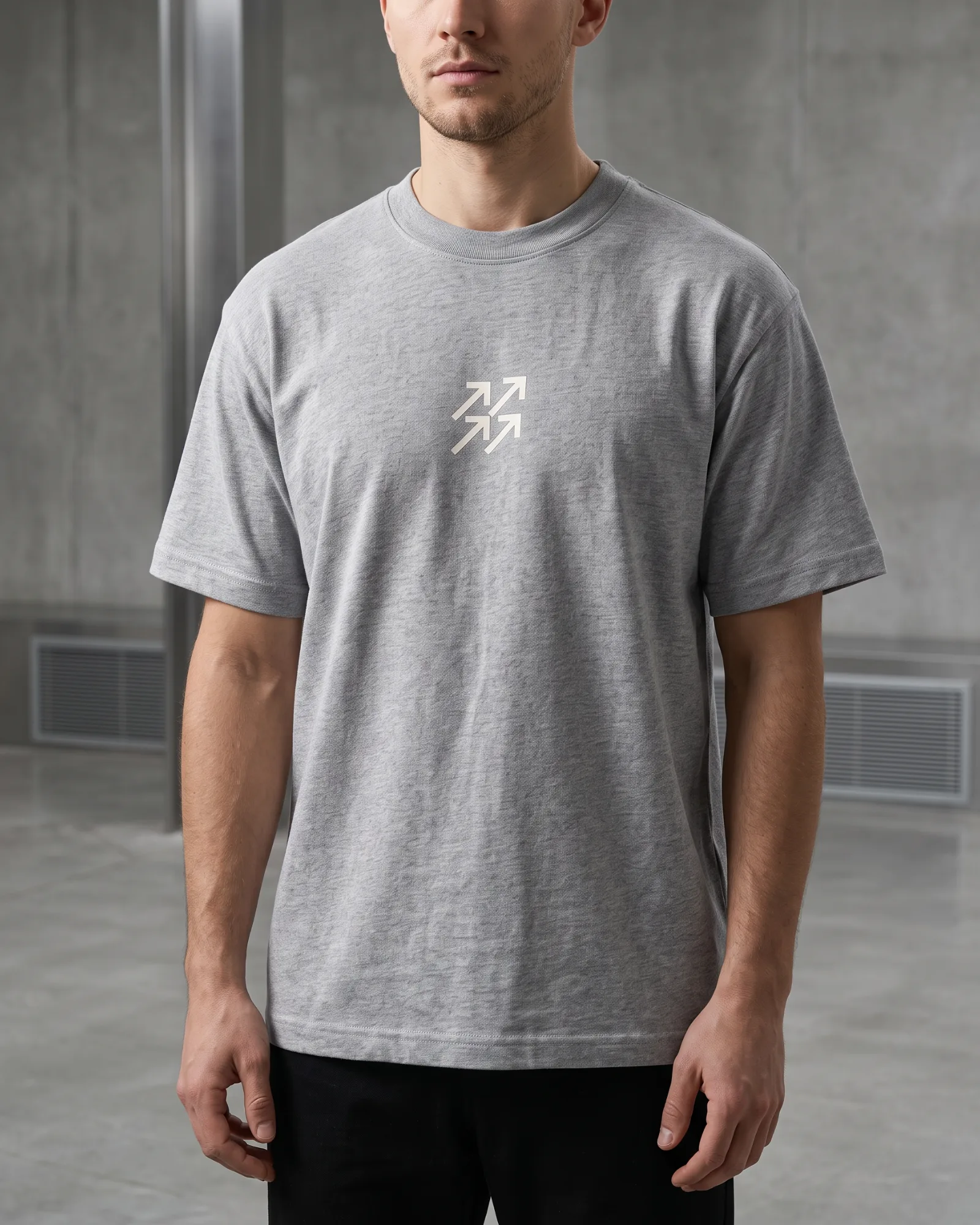 SMR Brand Vector Tee grey worn by a model